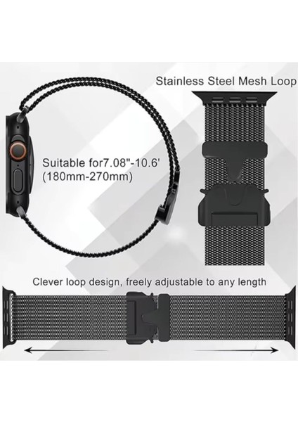 Apple Watch Uyumlu Milano Örgü Loop Paslanmaz Çelik Kordon (42MM-45MM-49MM) - Manyetik Toka Ultra/se/7/8/9/10 indirimleri