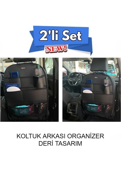 Oto Deri Koltuk Arkası Düzenleyici Koruyucu Siyah 2 Adet Sc