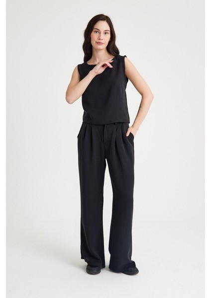 Keten Günlük Rahat Kolsuz Alt Üst Kadın Takım indirimleri