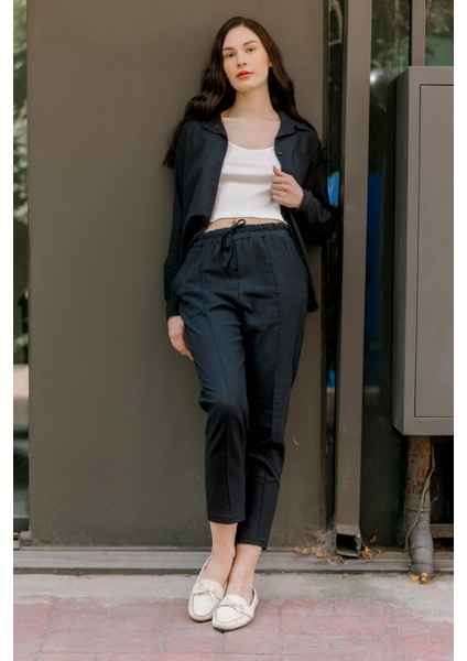 Keten Günlük Ikili Takım Elbise Pantolon Gömlek LN21SIYAH8 fiyatları