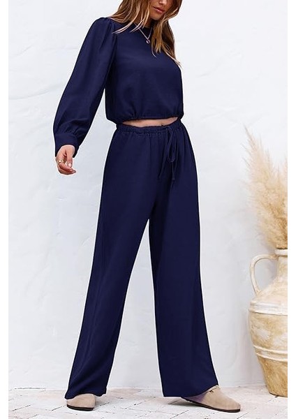 Keten Yazlık Yüksel Bel Pantolon Balon Kol Tasarım Bluz İkili takım Alt Üst modelleri