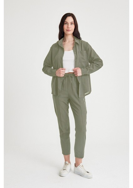 Keten Günlük İkili Takım Elbise Pantolon Gömlek