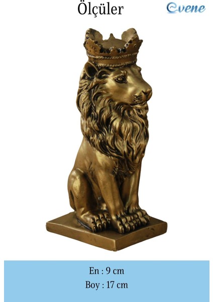 Biblo Dekoratif Obje Heykel Taçlı Aslan Biblo Dekoratif Süs Eşyası Altın Eskitme Renk Model 34 modelleri