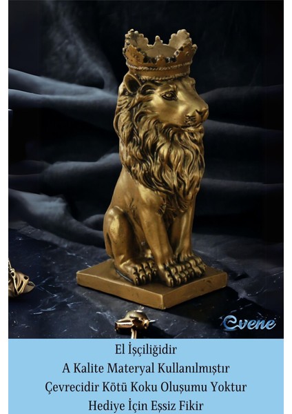 Biblo Dekoratif Obje Heykel Taçlı Aslan Biblo Dekoratif Süs Eşyası Altın Eskitme Renk Model 34 fırsatları