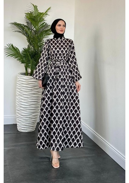 Linya Balık Sırtı Elbise Siyah