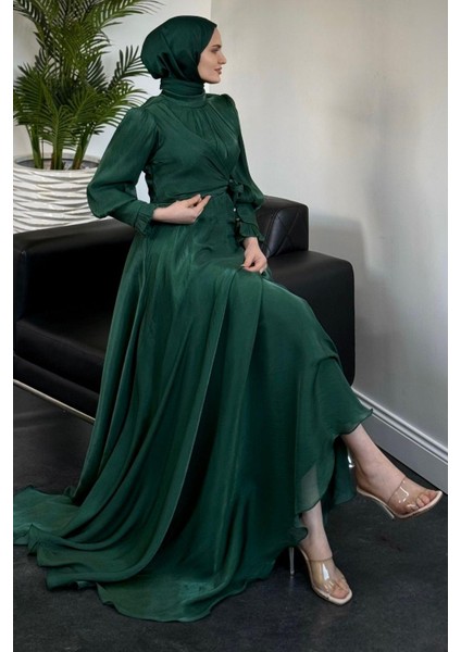 Rovena Yandan Bağlamalı Abiye Zümrüt fiyatları