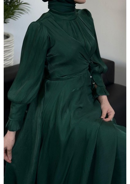 Rovena Yandan Bağlamalı Abiye Zümrüt indirimleri