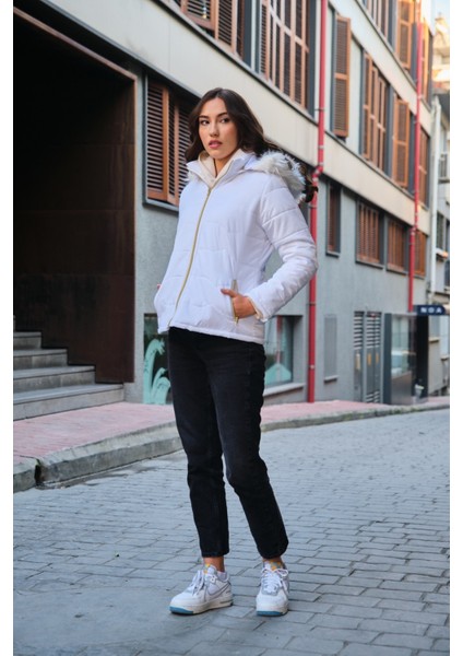 Barbora Günlük Kürklü Şişme Kadın Mont 807BEYAZ4 modelleri