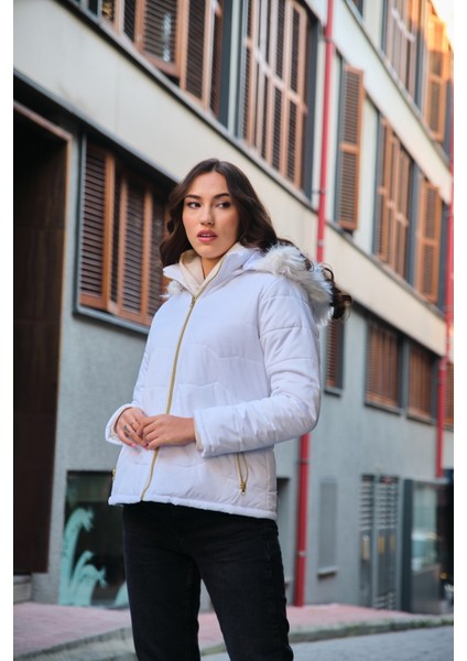 Barbora Günlük Kürklü Şişme Kadın Mont 807BEYAZ4 indirimleri