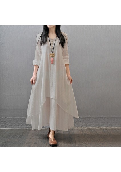 Günlük Yazlık Salaş Kadın İki Katlı Elbise