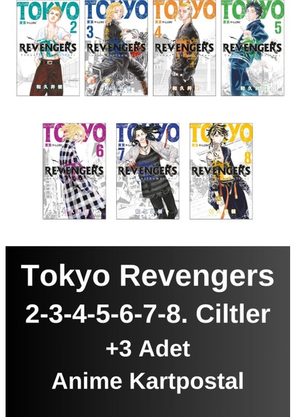 Tokyo Revengers 2. 3. 4. 5. 6. 7. 8. Ciltler (7 Kitap) | Anime Kartpostallar - Ken Vakui