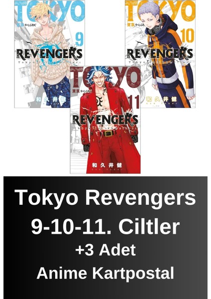 Tokyo Revengers 9. 10. 11. Ciltler (3 Kitap) | Anime Kartpostallar - Ken Vakui