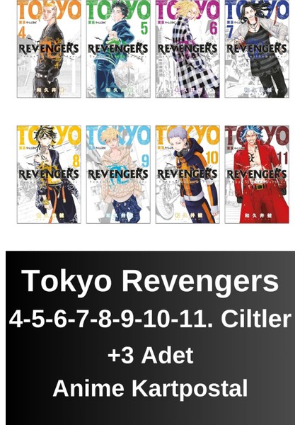 Tokyo Revengers 4. 5. 6. 7. 8. 9. 10. 11. Ciltler (8 Kitap) | Anime Kartpostallar - Ken Vakui