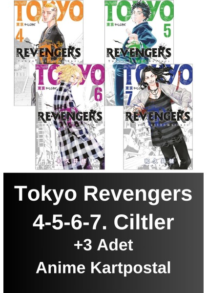 Tokyo Revengers 4. 5. 6. 7. Ciltler (4 Kitap) | Anime Kartpostallar - Ken Vakui