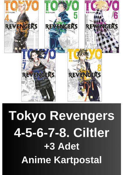 Tokyo Revengers 4. 5. 6. 7. 8. Ciltler (5 Kitap) | Anime Kartpostallar - Ken Vakui