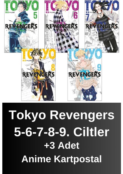 Tokyo Revengers 5. 6. 7. 8. 9. Ciltler (5 Kitap) | Anime Kartpostallar - Ken Vakui