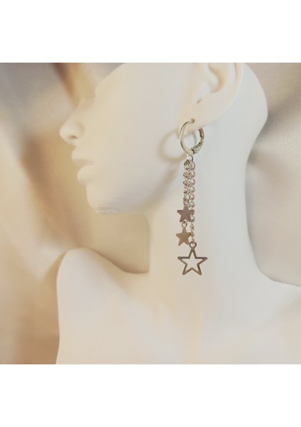 Üçlü Yıldızlı Sallantılı Y2K Fairycore Aesthetic Star Gümüş Kaplama Zincir Küpe fırsatları