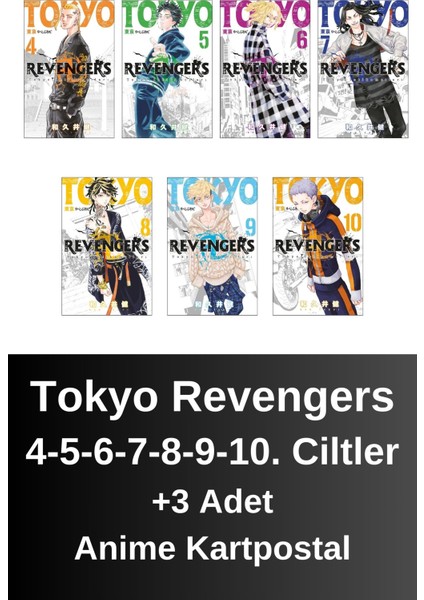 Tokyo Revengers 4. 5. 6. 7. 8. 9. 10. Ciltler (7 Kitap) | Anime Kartpostallar - Ken Vakui