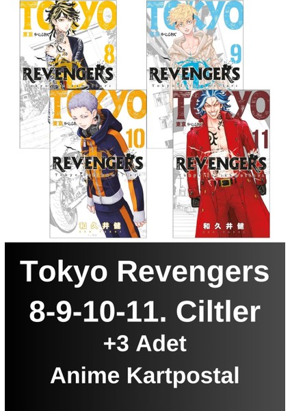 Tokyo Revengers 8. 9. 10. 11. Ciltler (4 Kitap) | Anime Kartpostallar - Ken Vakui