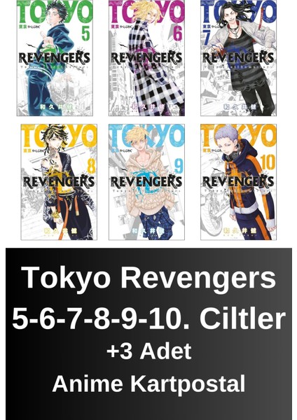 Tokyo Revengers 5. 6. 7. 8. 9. 10. Ciltler (6 Kitap) | Anime Kartpostallar - Ken Vakui