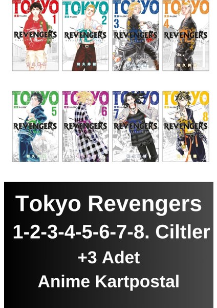 Tokyo Revengers 1. 2. 3. 4. 5. 6. 7. 8. Ciltler (8 Kitap) | Anime Kartpostallar - Ken Vakui
