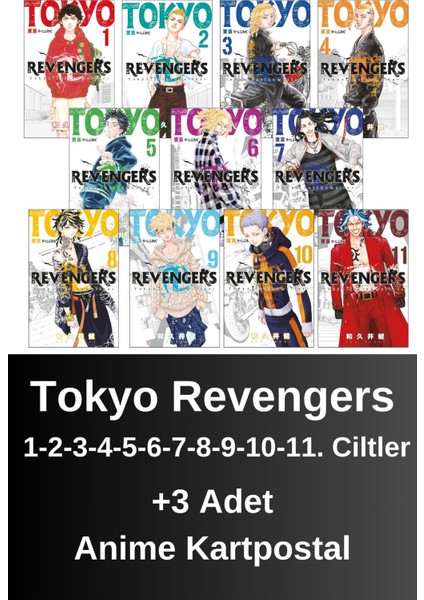 Tokyo Revengers 1. 2. 3. 4. 5. 6. 7. 8. 9. 10. 11. Ciltler (11 Kitap) | Anime Kartpostallar - Ken Vakui