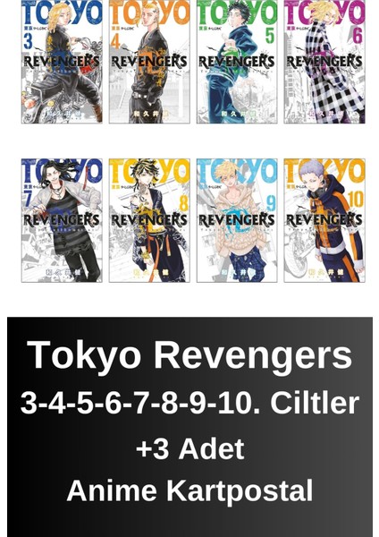 Tokyo Revengers 3. 4. 5. 6. 7. 8. 9. 10. Ciltler (8 Kitap) | Anime Kartpostallar - Ken Vakui