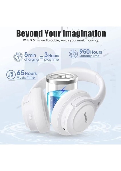Berıbes Kulak Üstü Bluetooth Kulaklık Beyaz modelleri