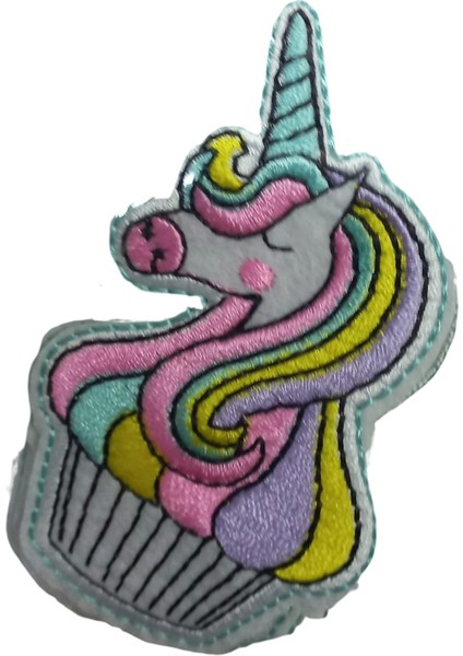 Aplike Ütü Ile Yapışan Unicorn At Yeşil Arma 4 cm