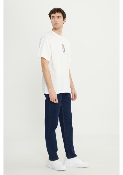 %100 Pamuk Oversize Fit Rahat Kesim Bisiklet Yaka Baskılı Tişört