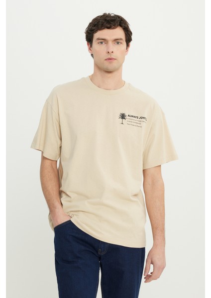 %100 Pamuk Oversize Fit Rahat Kesim Bisiklet Yaka Baskılı Tişört modelleri