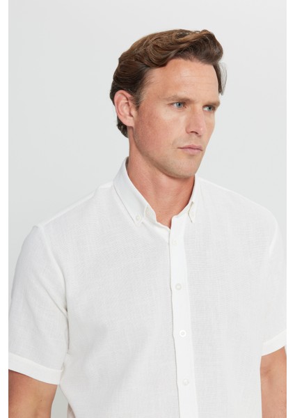 %100 Pamuk Comfort Fit Rahat Kesim Düğmeli Gömlek Yaka Armürlü Gömlek fırsatları