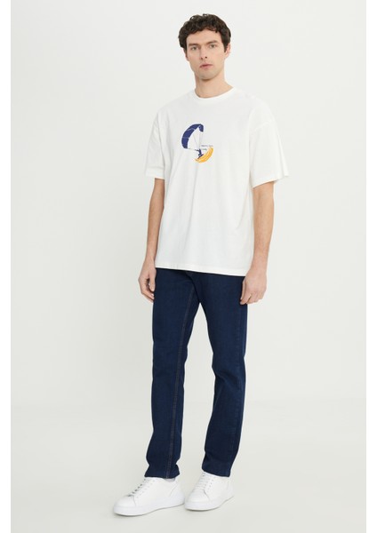 %100 Pamuk Oversize Fit Rahat Kesim Bisiklet Yaka Baskılı Tişört fiyatları