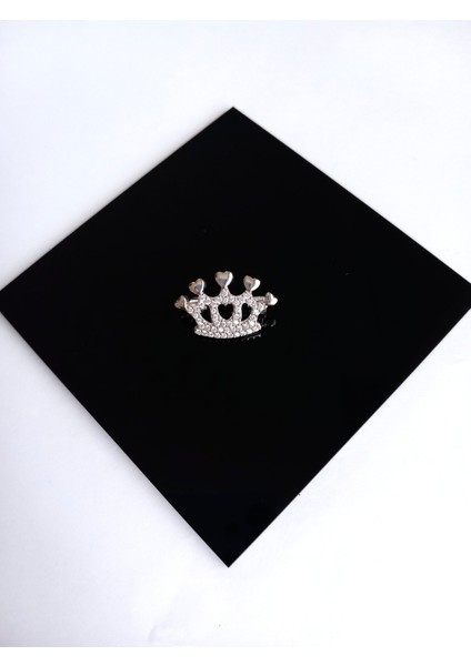 Gümüş Dolgulu Kalp Taçlı Tasarımi Kadın Broş Doğum Günü Hediye