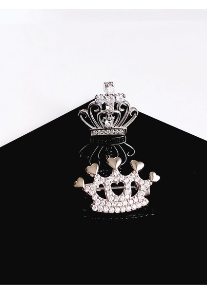 Gümüş Dolgulu Kalp Taçlı Tasarımi Kadın Broş Doğum Günü Hediye modelleri