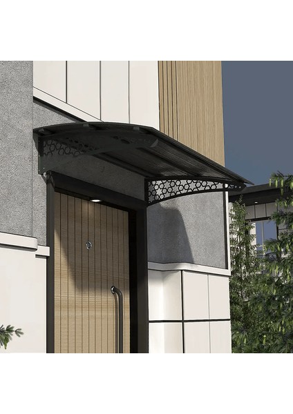 Pratik Metal Sundurma (120x100) Selçuklu Serisi Kapı Üstü Sundurma Koruma Gölgelik (Siyah - Füme) modelleri