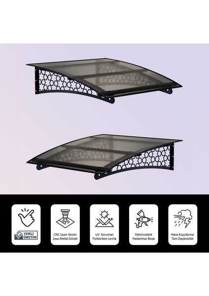 Pratik Metal Sundurma (120x100) Selçuklu Serisi Kapı Üstü Sundurma Koruma Gölgelik (Siyah - Füme) fırsatları