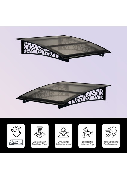 Pratik Metal Sundurma (120x100) Çakıl Taşı Serisi Kapı Üstü Sundurma Koruma Gölgelik (Siyah - Füme) fırsatları