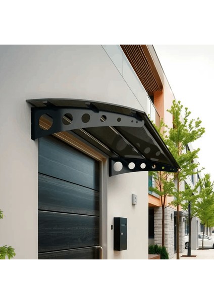 Pratik Metal Sundurma (120x100) Oval Serisi Kapı Üstü Sundurma Koruma Gölgelik (Siyah - Füme) fiyatları