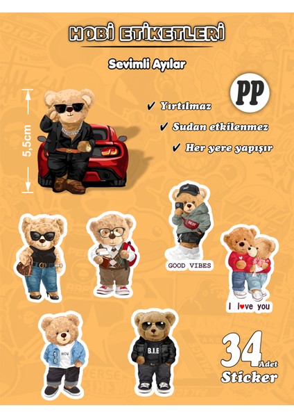 Sevimli Teddy Bears Hobi Etiket Seti