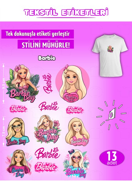 Ütü ile Yapışan Kıyafet Etiketi Barbie Bebek 13LÜ Set