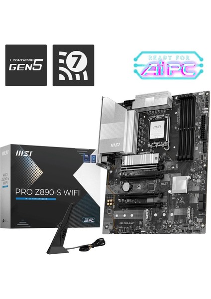 MSI PRO Z890-S WIFI PZ DDR5 8800MHZ(OC) USB 20Gbps 3xM.2 1xTB4 HDMI DISPLAY 2.5G LAN WIFI7 ATX 1851P