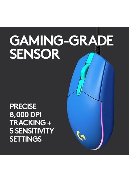 Logitech G203 Kablolu Gaming Mouse + Pad Mavi Mouse