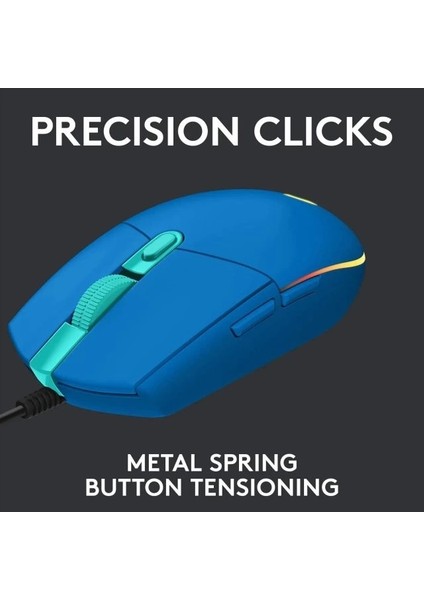Logitech G203 Kablolu Gaming Mouse + Pad Mavi Mouse