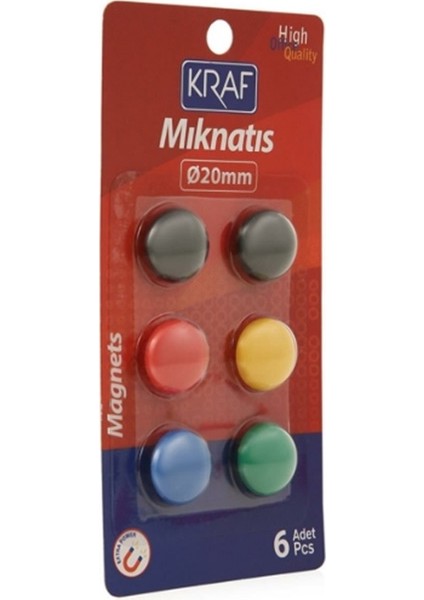 Yuvarlak Renkli Mıknatıs 20MM 6lı - 2 Paket