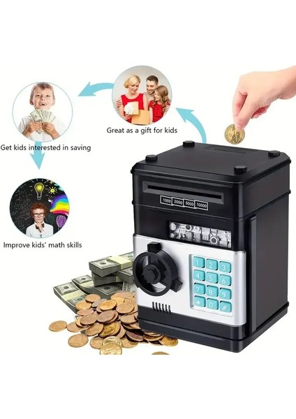 Atm Kumbara Şifreli Otomatik Para Çekmeli Dijital Para Kasası Eğitici Eğlenceli Sesli Para Kutusu
