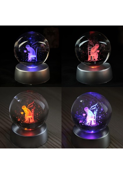 Kristal Cam Kar Küresi 3D Renk Değiştiren LED Işıklı Pilli Dekoratif Konsept Hediyelik Masaüstü Süs Lamba Biblo Şık Zarif Rgb Dekor Özel Tasarım fırsatları