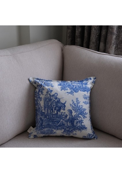 Mavi Vintage Desenli 45 x 45 Dekoratif Yastık Kılıfı fiyatları