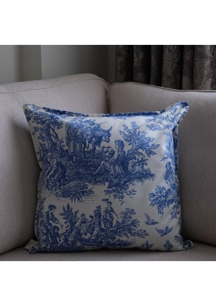 Mavi Vintage Desenli 45 x 45 Dekoratif Yastık Kılıfı modelleri