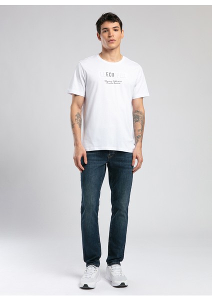 Bisiklet Yaka Beyaz Erkek T-Shirt 252 Lcm 242032 Desav Beyaz